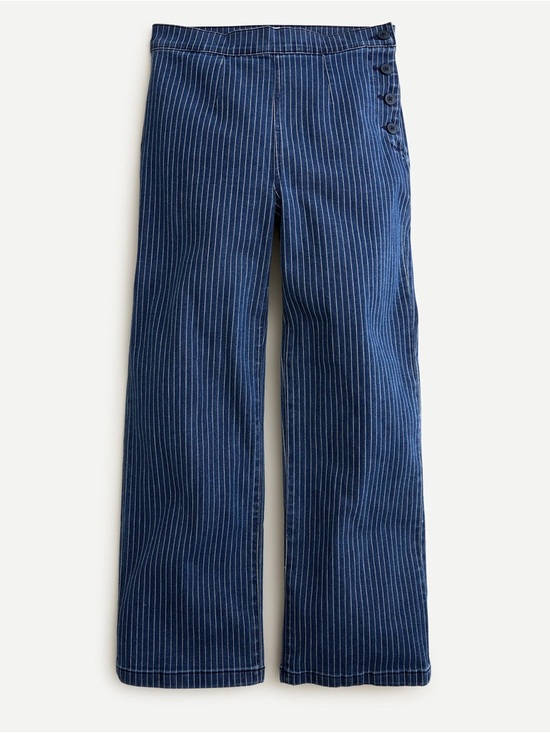 J. Crew Pants - J Crew Vintage Denim Pinstripe slim wide leg trousers button closure size 24